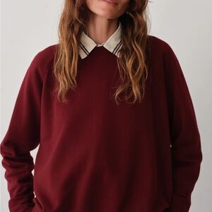Donni. Eco-Terry Crewneck Sweatshirt in Sold Out Oxblood